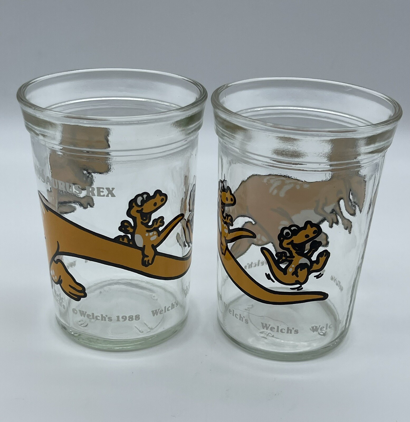 Set of 6 Vintage Welch’s Jelly Jam Jar Dinosaur Glasses eBay