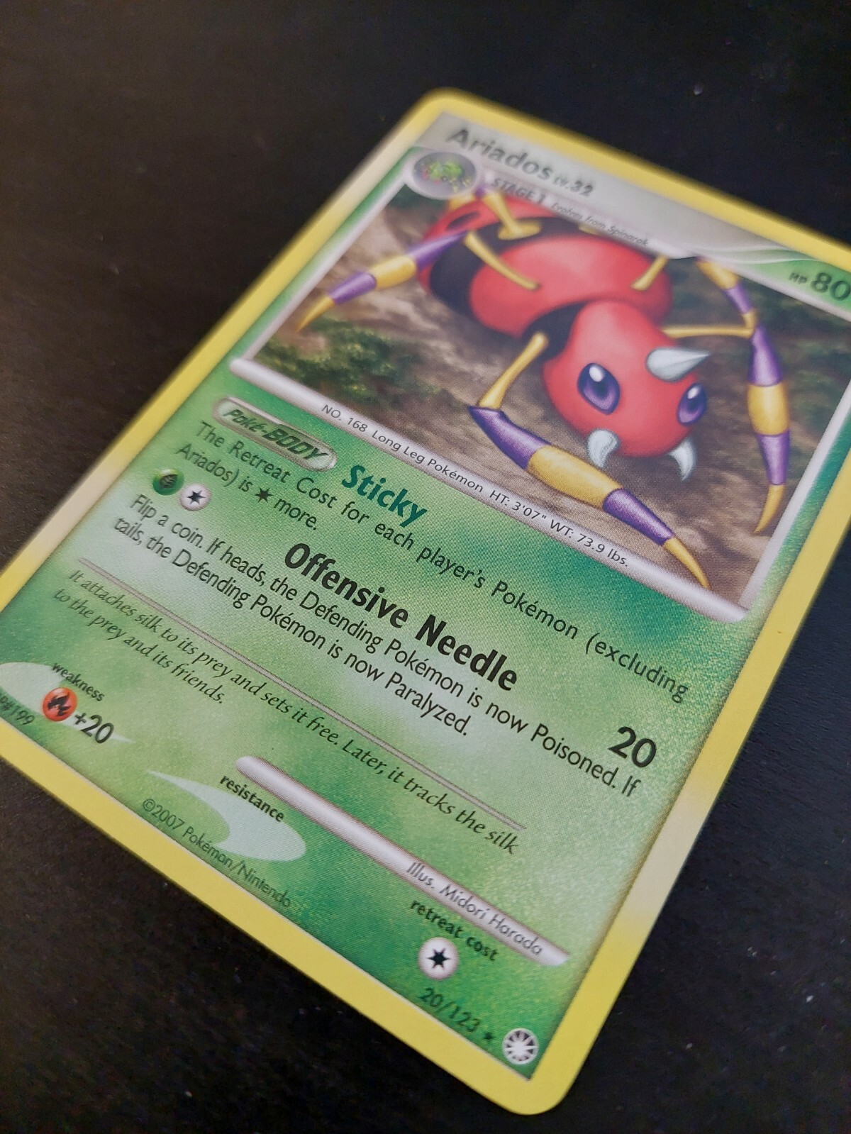 Ariados Lv. 32 (20/123) Rare Pokemon card