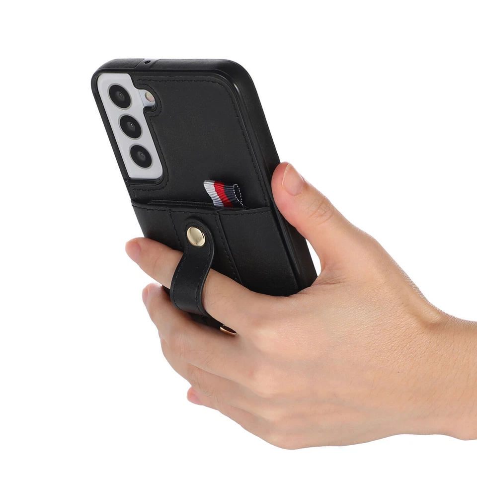 Leather Pull Up Card Wallet Phone Case For Samsung Note 20 S20 S21 S22 S23 - Image 3 of 4