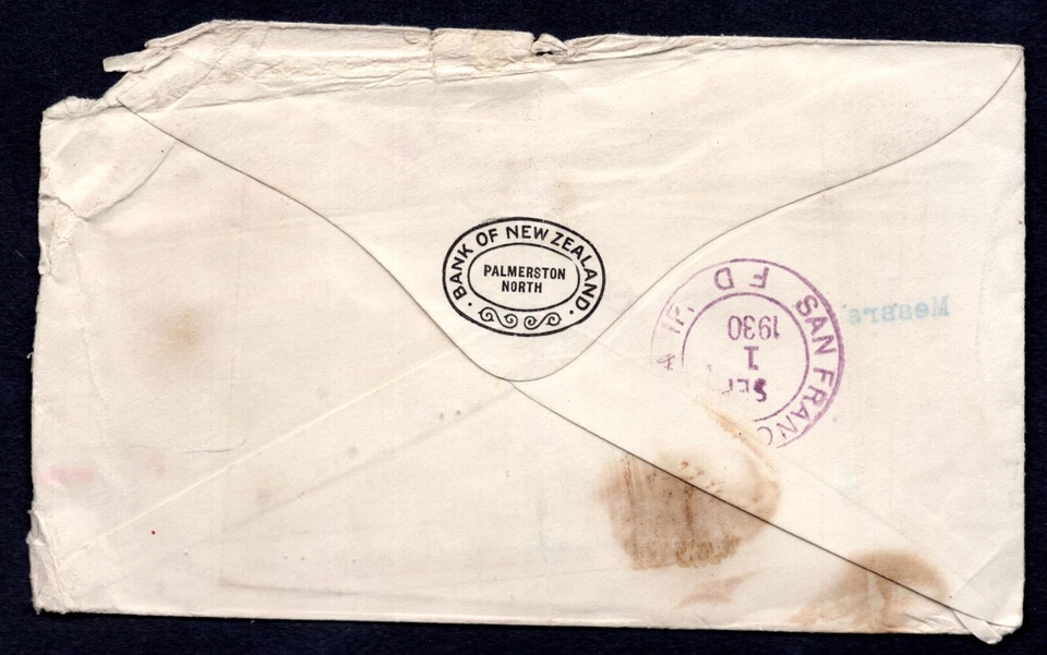 NEW ZEALAND 1930 SALVAGED COVER FROM S.S. TAHITI WHICH SANK IN THE SOUTH PACIFIC - Image 2 of 2
