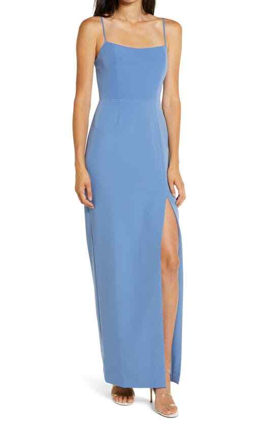 WAYF The Lettie Column Gown In Evening Blue XL XLARGE BLUE NEW *X