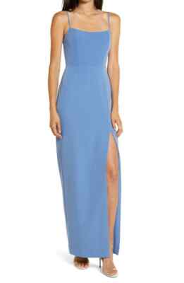 WAYF The Lettie Column Gown In Evening Blue S SMALL BLUE NEW 