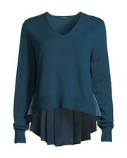 New Elie Tahari Deangelo Sweater Blue Mineral Size M 298