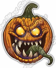 Evil Pumpkin Halloween Night Gift Idea Car Bumper Vinyl Sticker Decal 4"X5"