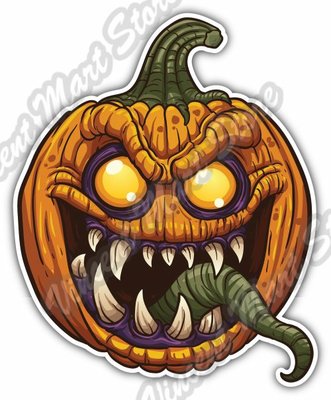 Evil Pumpkin Halloween Night Gift Idea Car Bumper Vinyl Sticker Decal 4''X5''