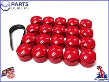 WHEEL NUT COVERS for NISSAN QASHQAI Mk2 Mk3 LOCKING BOLT ROUND CAPS RED SET