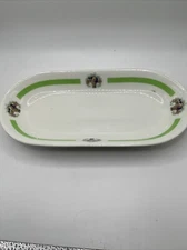 O.P. co Syracuse China Relish Tray Fruit Basket Green Stripe 10-k
