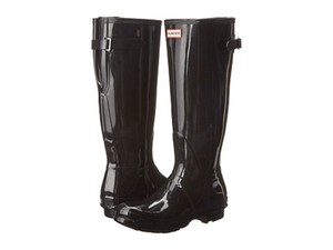 black glossy rain boots