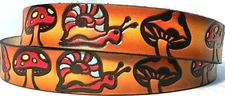 MUSHROOMS NATURE EMBOSSED GENUINE COWHIDE LEATHER BELT SIZE 26-48 USA MADE