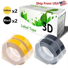 (2Yellow+2Black) LabelTape For Dymo S0720020 1540 Dymo 20008CP Label Makers