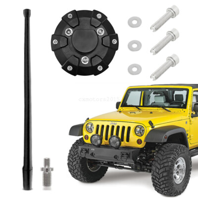 For Jeep Wrangler JK JL 2007-2018 Radio Antenne 13'' Aerial Mast+Base Bezel Trim