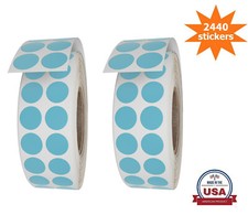Royal Green Round Dot Sticker 11/16 Inch Light Blue 17MM 2440 Labels on Rolls
