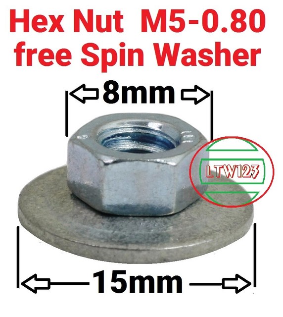 (30) M5.8 Steel Free Spinning Washer Nuts Coarse Thread Zinc eBay