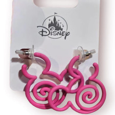 Disney Parks Jewelry Mickey Mouse Swirl Pink Hoop Earrings