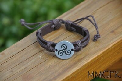 Teen Wolf Inspired Werewolf Derek Hale Triskelion Charm Leather Bracelet