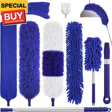 9PCS Dusters for Cleaning,Extendable Microfiber Duster with Extension Pole Up to