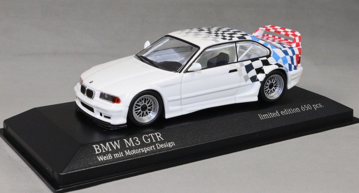 Minichamps BMW M3 E36 GTR in White with BMW Motorsport Stripes
