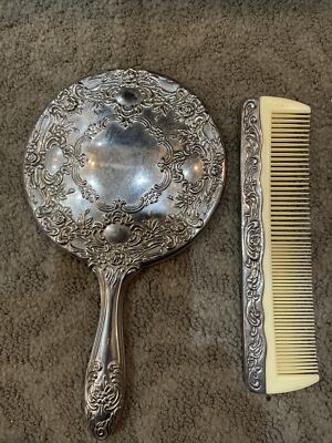 vintage silver dressing table set Antique Sterling Silver Cut Glass and Guilloche Enamel Dressing Table Set 1927