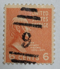 United States Postage Stamp ~ John Quincy Adams ~ 6₵ Red ~ Posted ~ c.1938 - 24