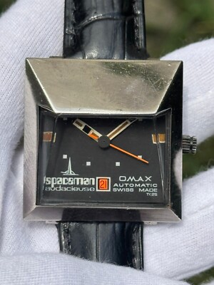 Rare vintage Omax spaceman Audacieuse Date Swiss Made automatic