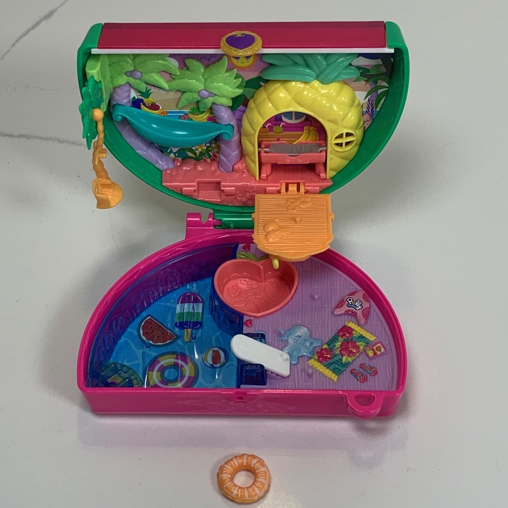 Polly Pocket Watermelon Pool Party Compact Toy Case W/Pool Float Missing Slide.