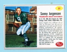 2022-1962 Style Cereal Football Card # 37 Sonny Jurgensen -- Eagles