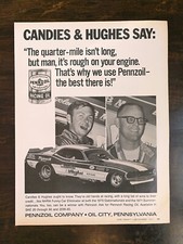 Vintage 1971 Candies & Hughes Pennzoil Racing Motor Oil Full Page Ad - 1022