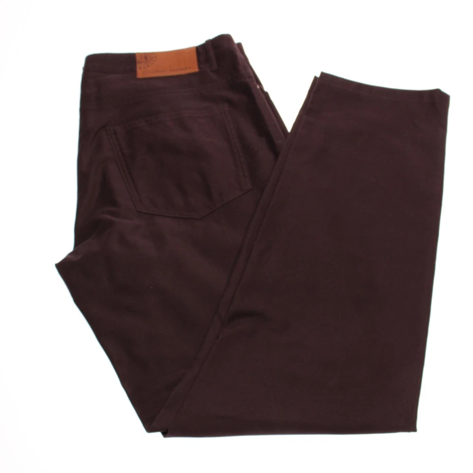 Pantalones Luciano Barbera NUEVOS CON ETIQUETAS 5 bolsillos corte jean talla 54 38 algodón púrpura liso EE. UU. Foto 2 de 4