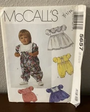 McCall's Pattern 5657 Infants Dress Jumpsuit Small Medium Large Uncut