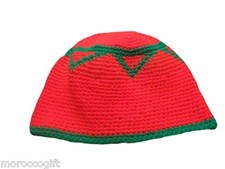 Handcrafted Moroccan Muslim Hat Headgear for Men with Moroccan flag