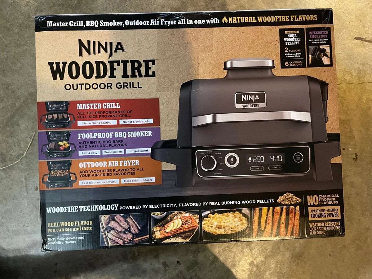 New Ninja Woodfire Outdoor Grill 7-in-1 Master Grill BBQ Smoker Air Fryer OG701