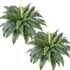 Artificial Ferns for Outdoors Set of 2 Bouquets 30" Diam Large Fake Ferns Pot...