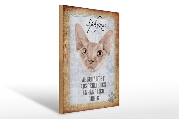 Holzschild Spruch 30X40 Cm Sphynx Katze Geschenk Wanddeko Deko Schild-image