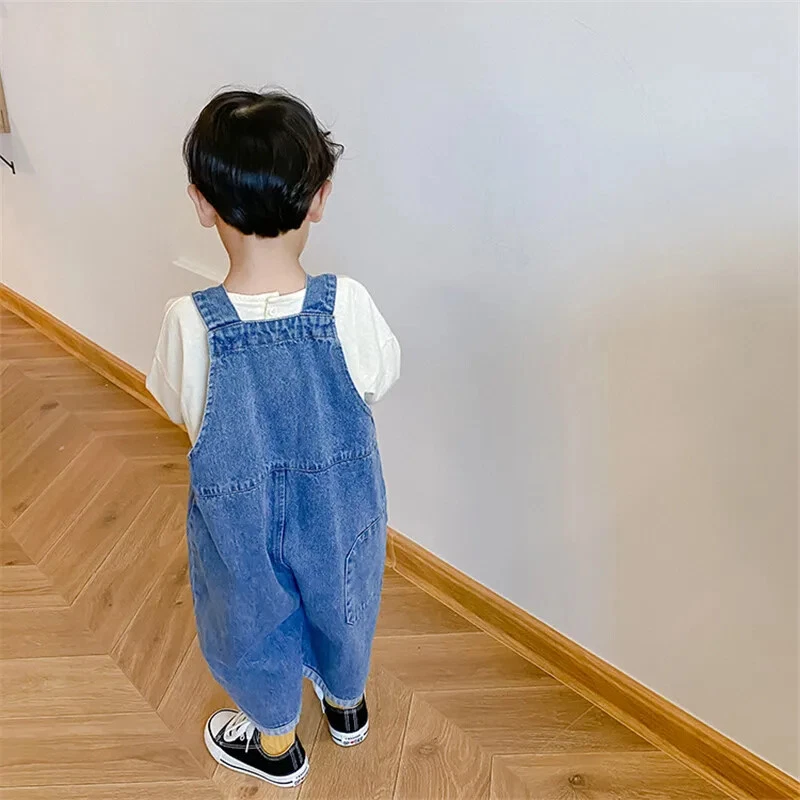 New Loose Overalls Boys Girls Casual All-match Denim Trousers Outwear 1-7Y Kids - Image 2 of 4