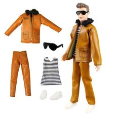 Brown Leather Fashion Clothes Set For 12" Boy Doll Outfits Coat Shirt Pants 1/6