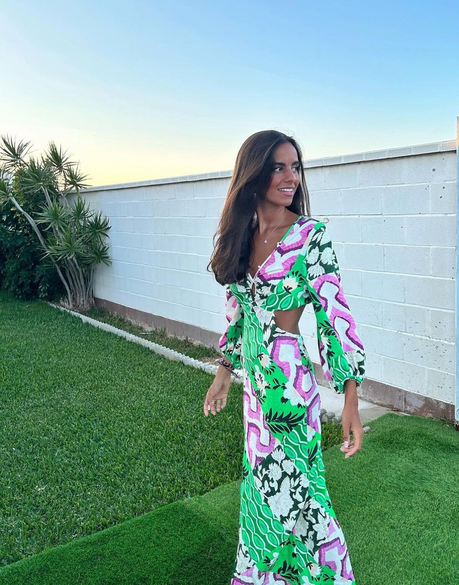 ZARA XS, M GREEN CUT OUT LINEN MIDI DRESS FLORAL PRINT. 7920/487 NWT | eBay