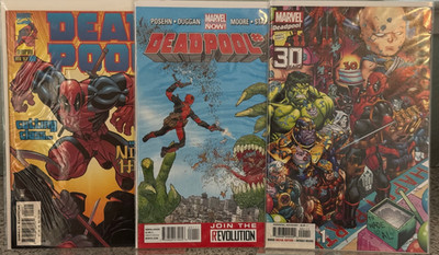 Deadpool Lot of 3 | Deadpool (1997) #2  Deadpool (2012) #1 + Nerdy Thirty VF/NM