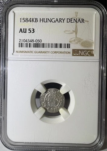 1584-KB Hungary 1 Denar NGC AU53 (050)