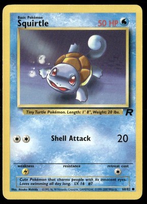 Squirtle 68/82 Common Team Rocket Pokemon Unlimited Heavily Played