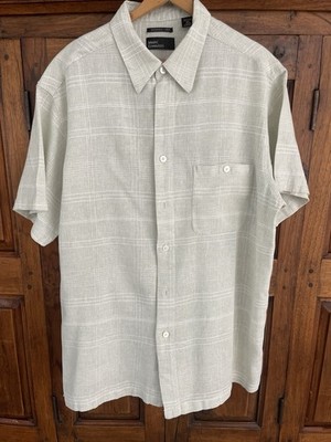 Marc Edwards XL Washable Linen Casual Button Up Short Sleeve Shirt in Mint Green