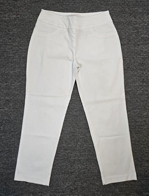 Ruby Rd. Pants White Chino Stretch Pull On Elastic Waist Straight Leg Size  12 P