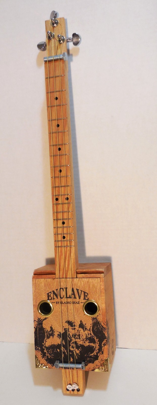 Cigar box guitar, 3 string, metal frets,  free piezo PU (see desc)   (#193ns)
