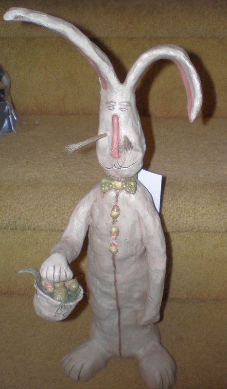 Black Crow Kevin Smith American Folk Art Rabbit Art Bunny Figurine  12”