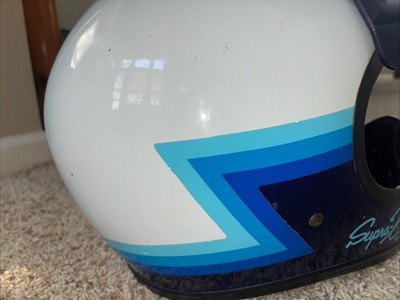 VINTAGE SHOEI SUPRA X MOTORCYCLE HELMET MOTOCROSS XL BLUE SUZUKI