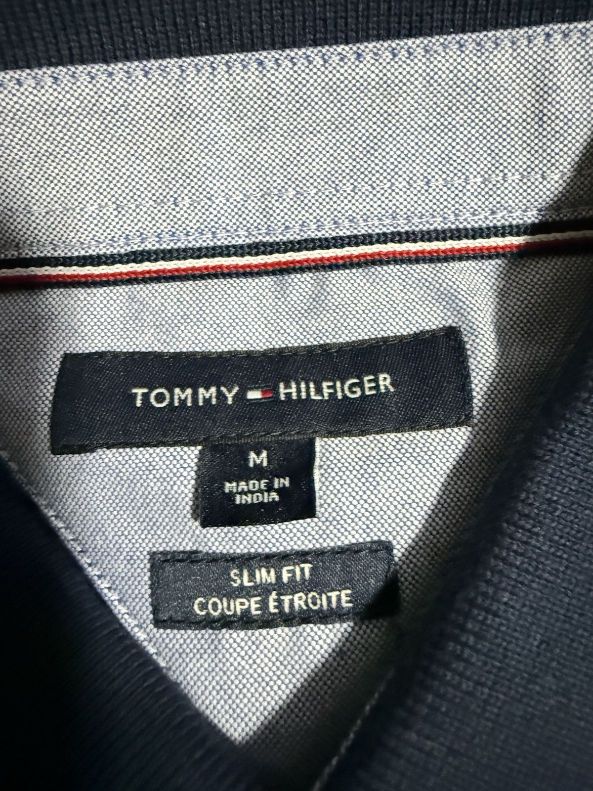 Tommy Hilfiger men’s slim fit pique polo THFLEX Stretch Blue striped NWT Size M thumbnail 3