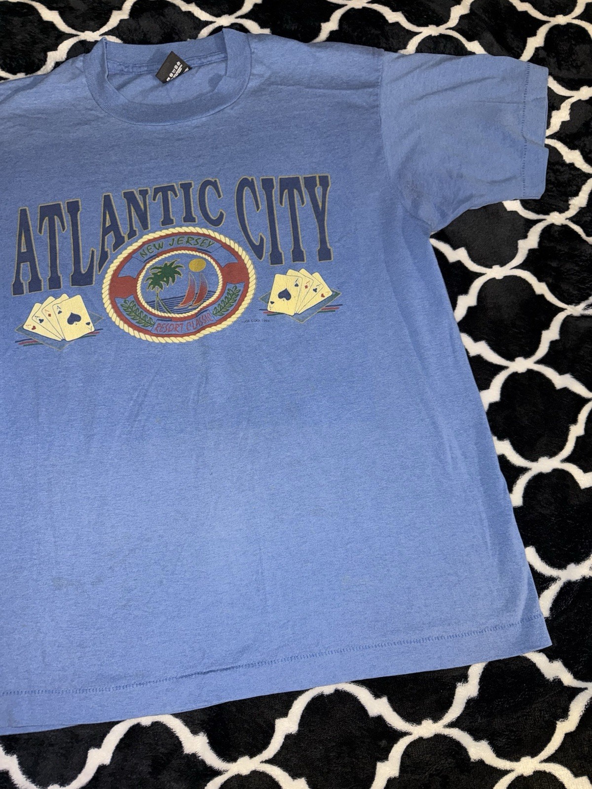 Vintage 1994 Atlantic City Casino Mens T-Shirt Size Large Blue Made In USA VTG