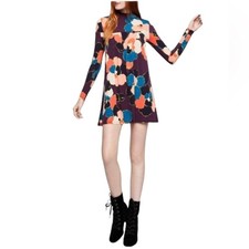 BCBGENERATION ROMANTIC WHIMSY GOTH MOD STRETCH BOHO LONG SLEEVE DRESS M