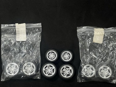 DIY Model Car Wheels Rubber Tires 48mm 3mm Axle Shaft Robot Parts Lot Set 483A