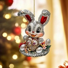 Acrylic Easter Bunny Pendant Sparkling Festive Design  