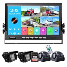 9" Quad DVR Monitor Backup Camera Reverse for Box van Trailer Caravan Camper RV